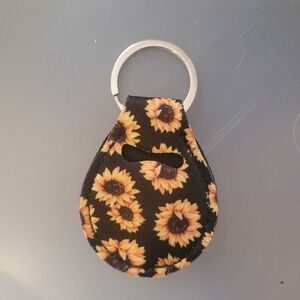 Sunflower Keychain Quarter Holder Chapstick Pouch Key Ring Accessory